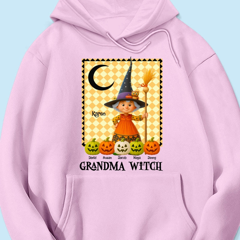 Grandma Witch Pumpkin Personalized Sweatshirt, Halloween Cozy Fall Sweatshirt for Grandma
