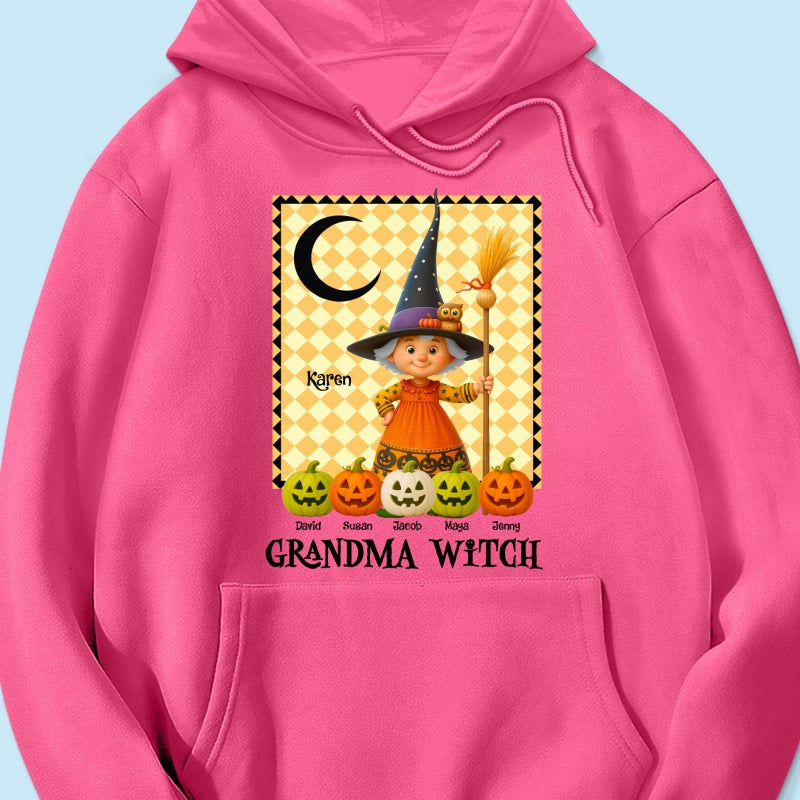 Grandma Witch Pumpkin Personalized Sweatshirt, Halloween Cozy Fall Sweatshirt for Grandma