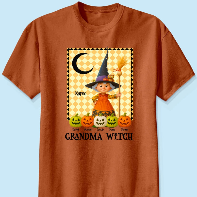 Grandma Witch Pumpkin Personalized Sweatshirt, Halloween Cozy Fall Sweatshirt for Grandma