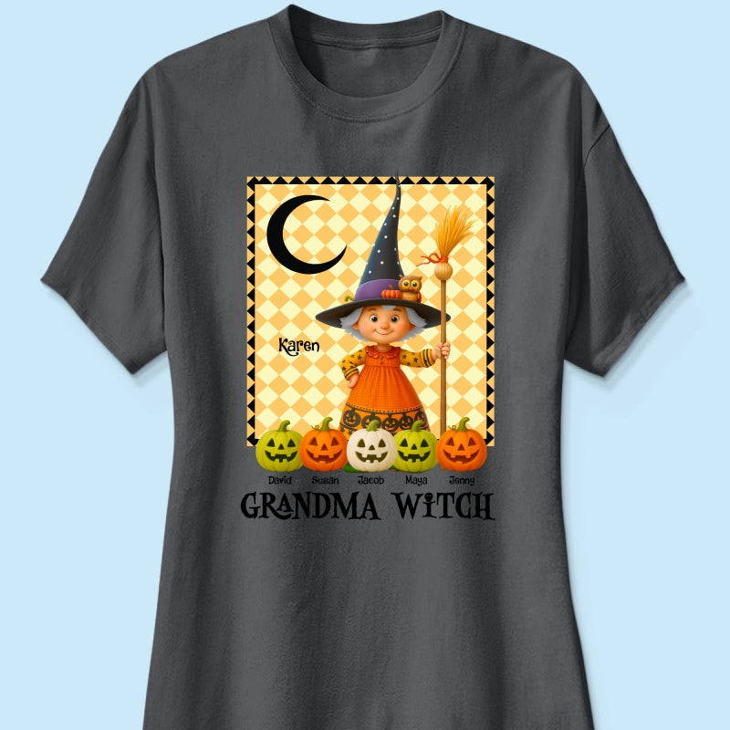 Grandma Witch Pumpkin Personalized Sweatshirt, Halloween Cozy Fall Sweatshirt for Grandma