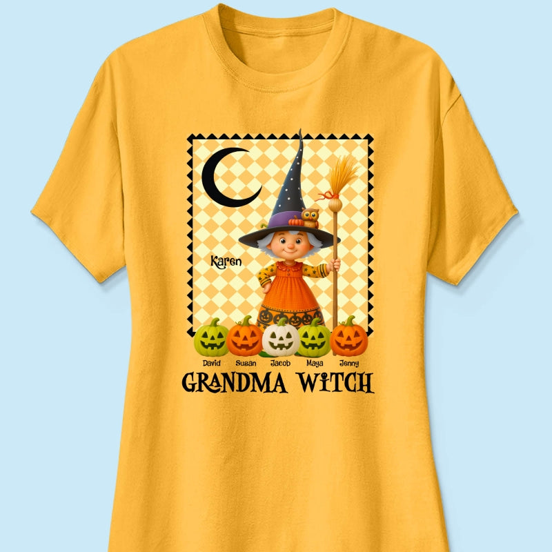 Grandma Witch Pumpkin Personalized Sweatshirt, Halloween Cozy Fall Sweatshirt for Grandma