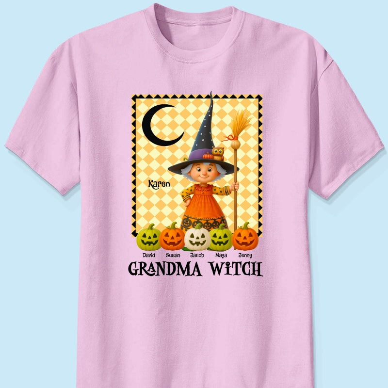 Grandma Witch Pumpkin Personalized Sweatshirt, Halloween Cozy Fall Sweatshirt for Grandma