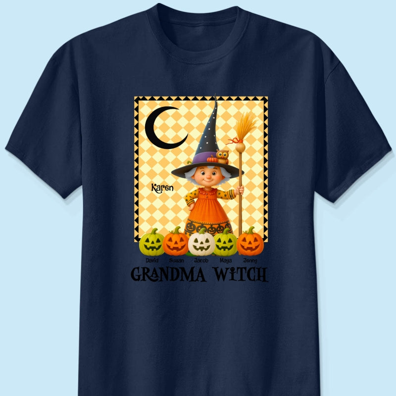 Grandma Witch Pumpkin Personalized Sweatshirt, Halloween Cozy Fall Sweatshirt for Grandma