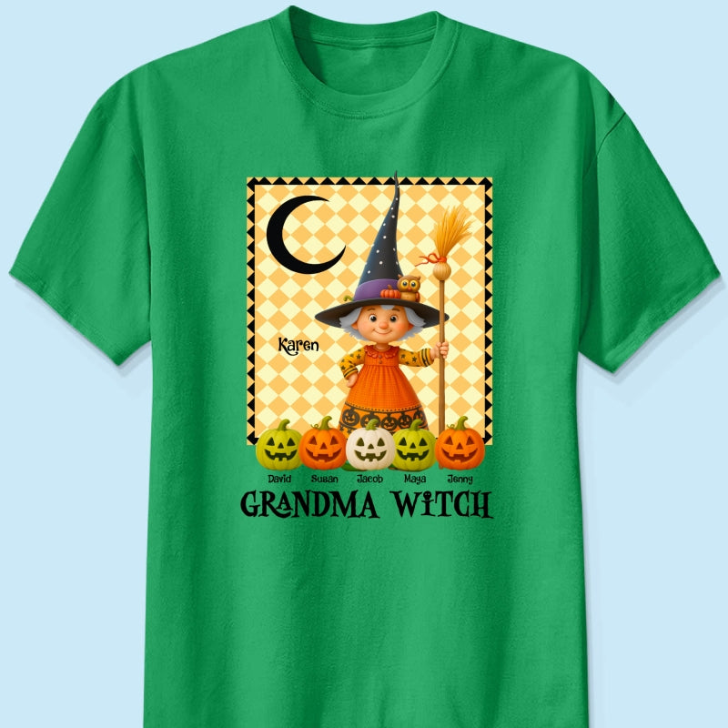 Grandma Witch Pumpkin Personalized Sweatshirt, Halloween Cozy Fall Sweatshirt for Grandma