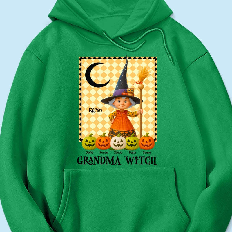 Grandma Witch Pumpkin Personalized Sweatshirt, Halloween Cozy Fall Sweatshirt for Grandma