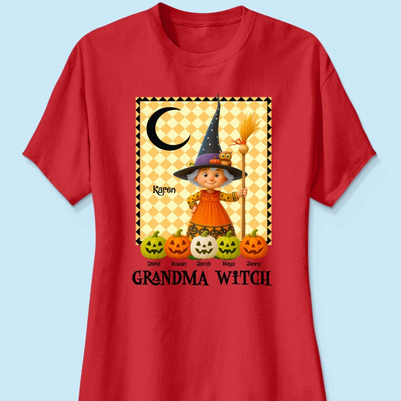 Grandma Witch Pumpkin Personalized Sweatshirt, Halloween Cozy Fall Sweatshirt for Grandma