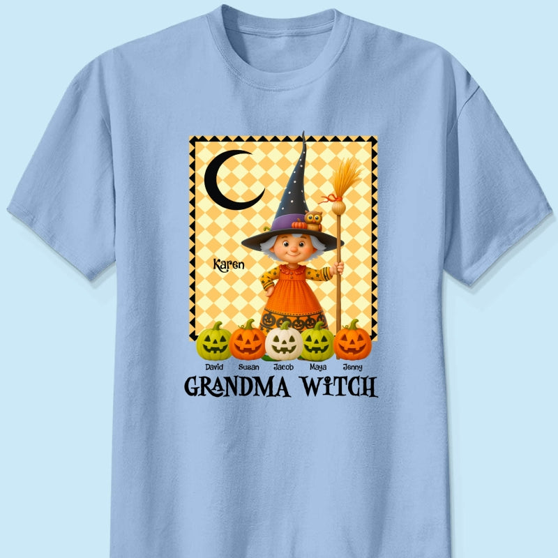 Grandma Witch Pumpkin Personalized Sweatshirt, Halloween Cozy Fall Sweatshirt for Grandma