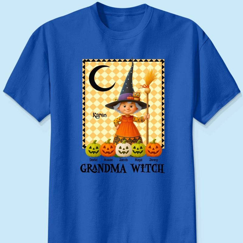Grandma Witch Pumpkin Personalized Sweatshirt, Halloween Cozy Fall Sweatshirt for Grandma