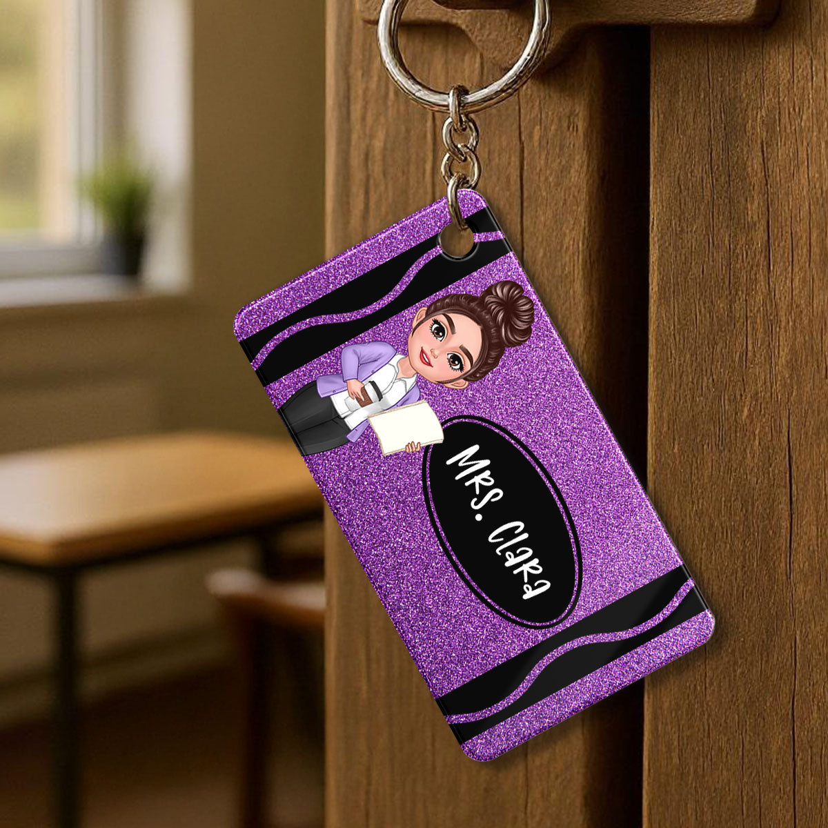 Teacher Crayon Personalized Acrylic Keychain, Back To School Gift For Teacher
