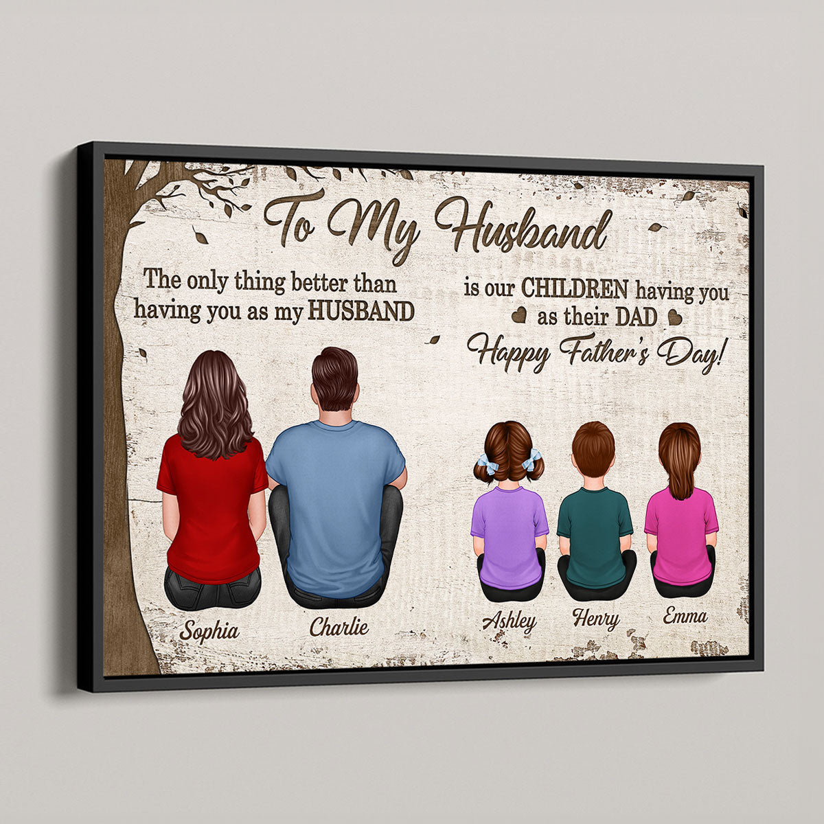 The Only Thing Having You As My Husband Back View Family Under Tree Personalized Poster