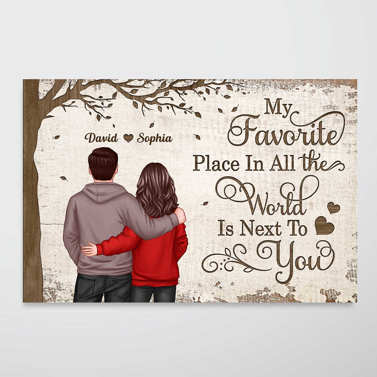 Favorite Place In The World Couple Back View Personalized Poster, Father's Day Gift For Him