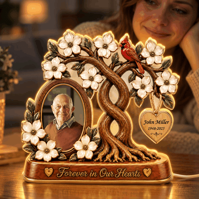 Custom Memorial Photo Family Tree - Personalized Light Box - Heartfelt Sympathy Christmas Keepsake, Gift for Loved Ones