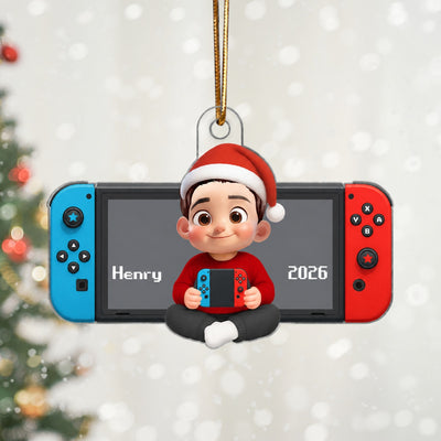 Personalized Gamer 3D Effect Ornament for Boys Girls, Christmas Gift for Kids