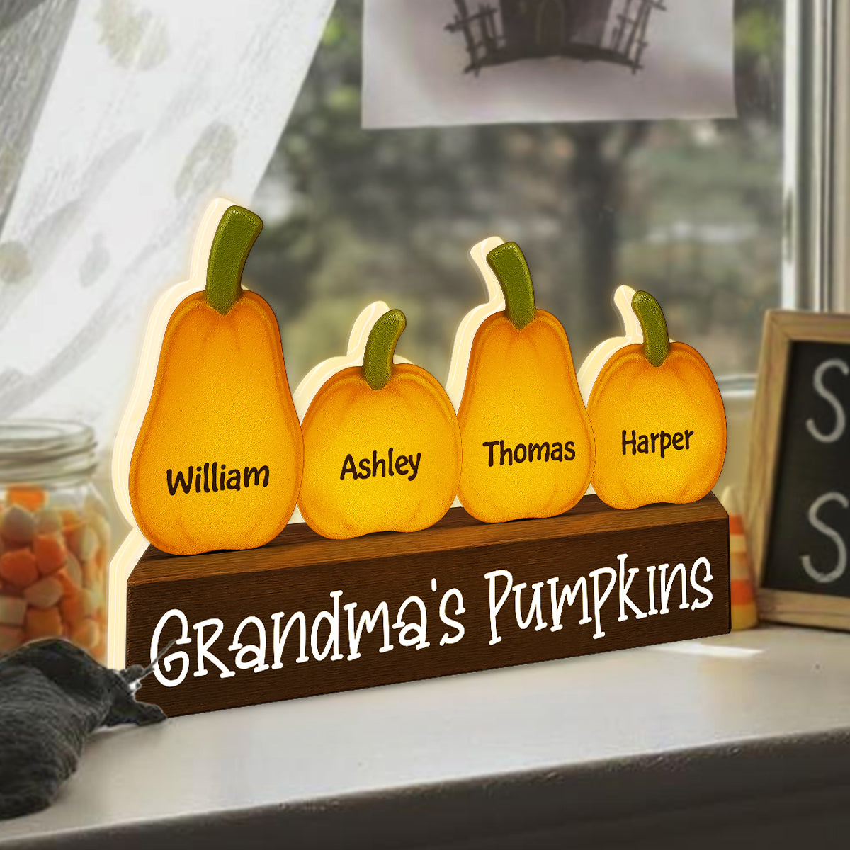 3D Effect Grandma Little Pumpkins Personalized LED Light Box