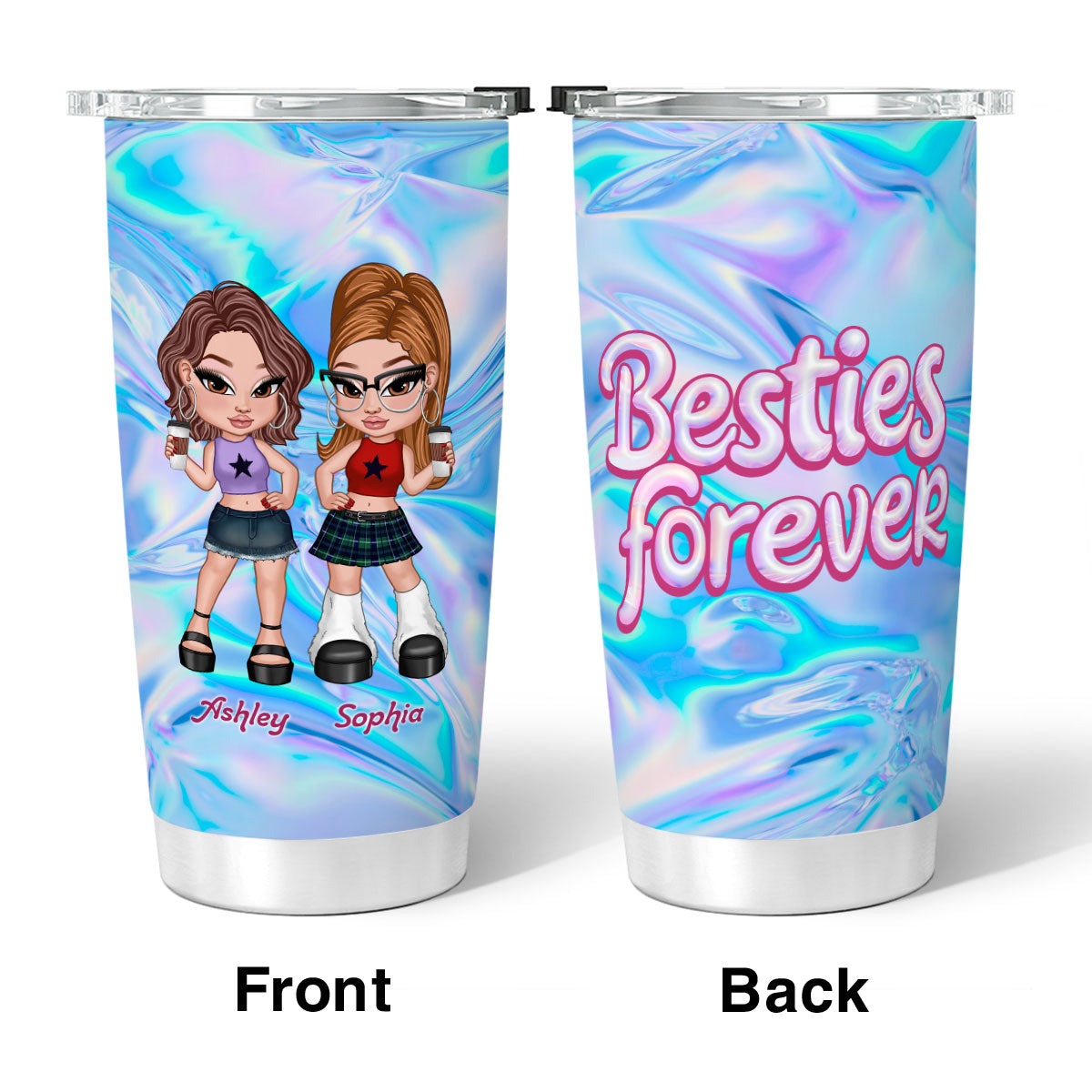 Y2K Besties Personalized Tumbler, Summer Gift For Best Friends