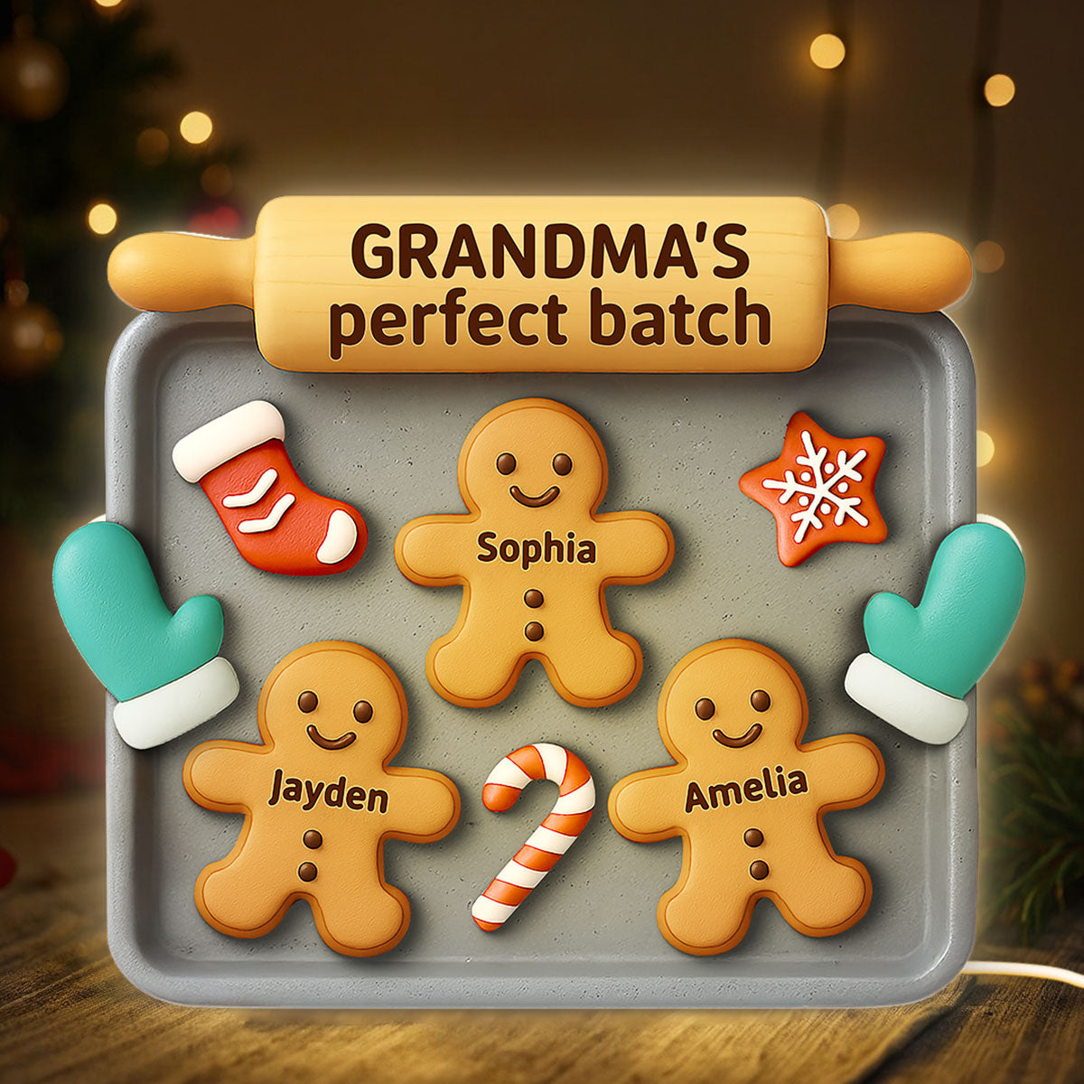 3D Effect Christmas Grandma Perfect Batch Cookies - Personalized Light Box - Gift For Grandma