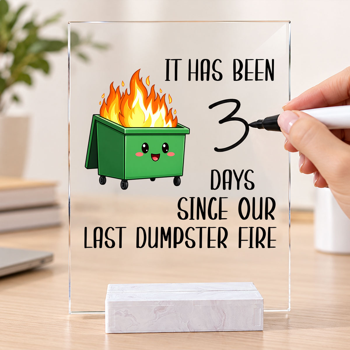 Funny Dumpster Fire - Acrylic Plaque - Office Desk Decor Gifts for Colleagues, Coworker Friends