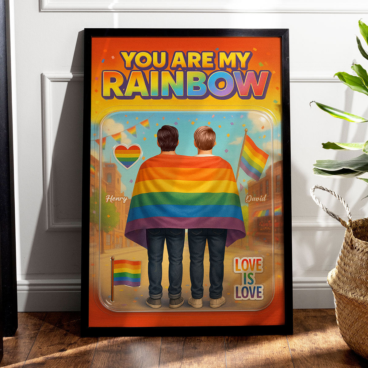Pride Month LGBT Couple Custom Figure Personalized Poster, Gift For Couple