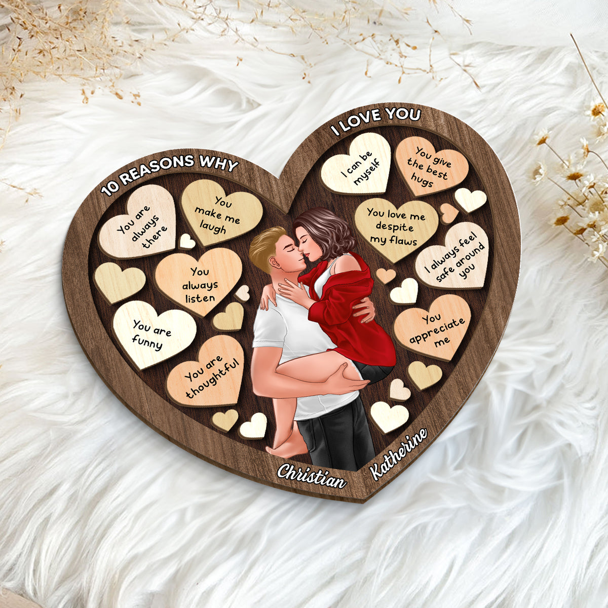 Couple Kissing Passionate In Heart Reasons Why I Love You,  Gift For Him, For Her