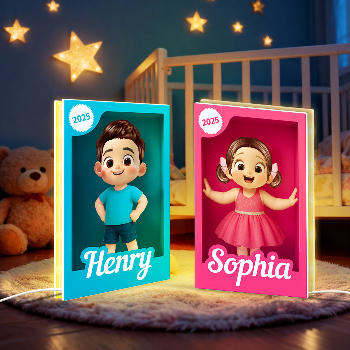 Cute Kid in Toy Box - Personalized Light Box - Christmas Gift for Kids, Grandkids