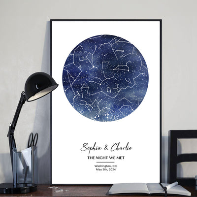 Capture the Precious Moment with the Unique Custom Star Map Poster, The Night We Met Couple Anniversary Gift, Wedding Gift, Constellation Print, Real Astronomical Data