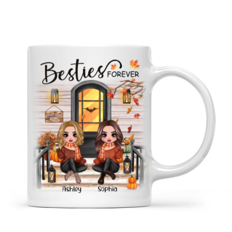 Fall Season Best Friends Sisters Front Porch Personalized Mug (11oz)