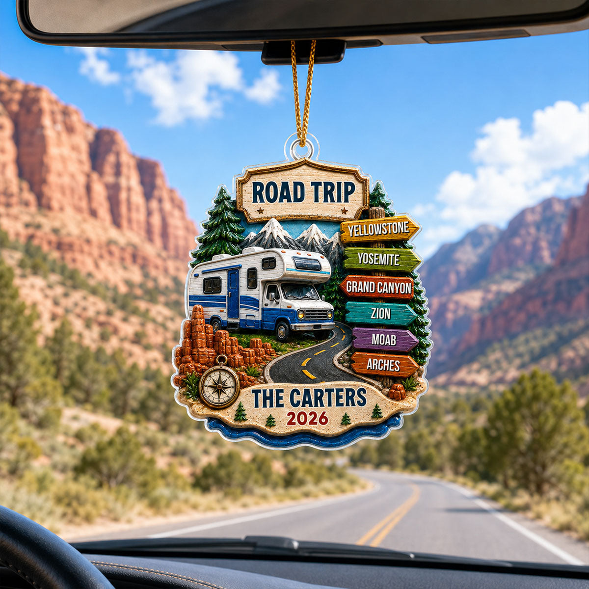 Trending Road Trip Travel Adventure - Personalized Acrylic Ornament - Vacation Gifts For Couple, Family