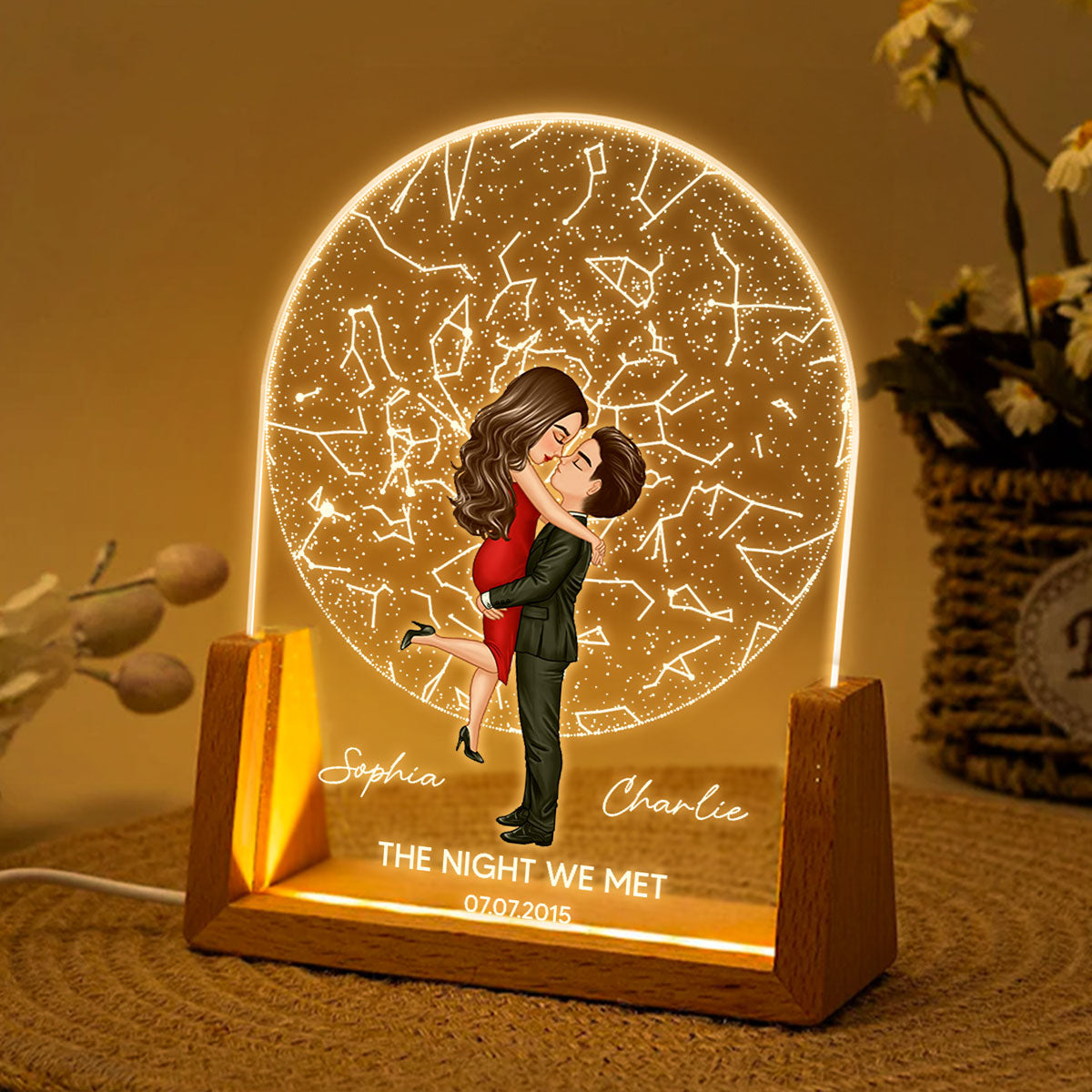 Custom Star Map by Date, Personalized Constellation Map, Star Map LED Night Light, Gifts for Couples, Engagement Gifts, Anniversary Gift for Her