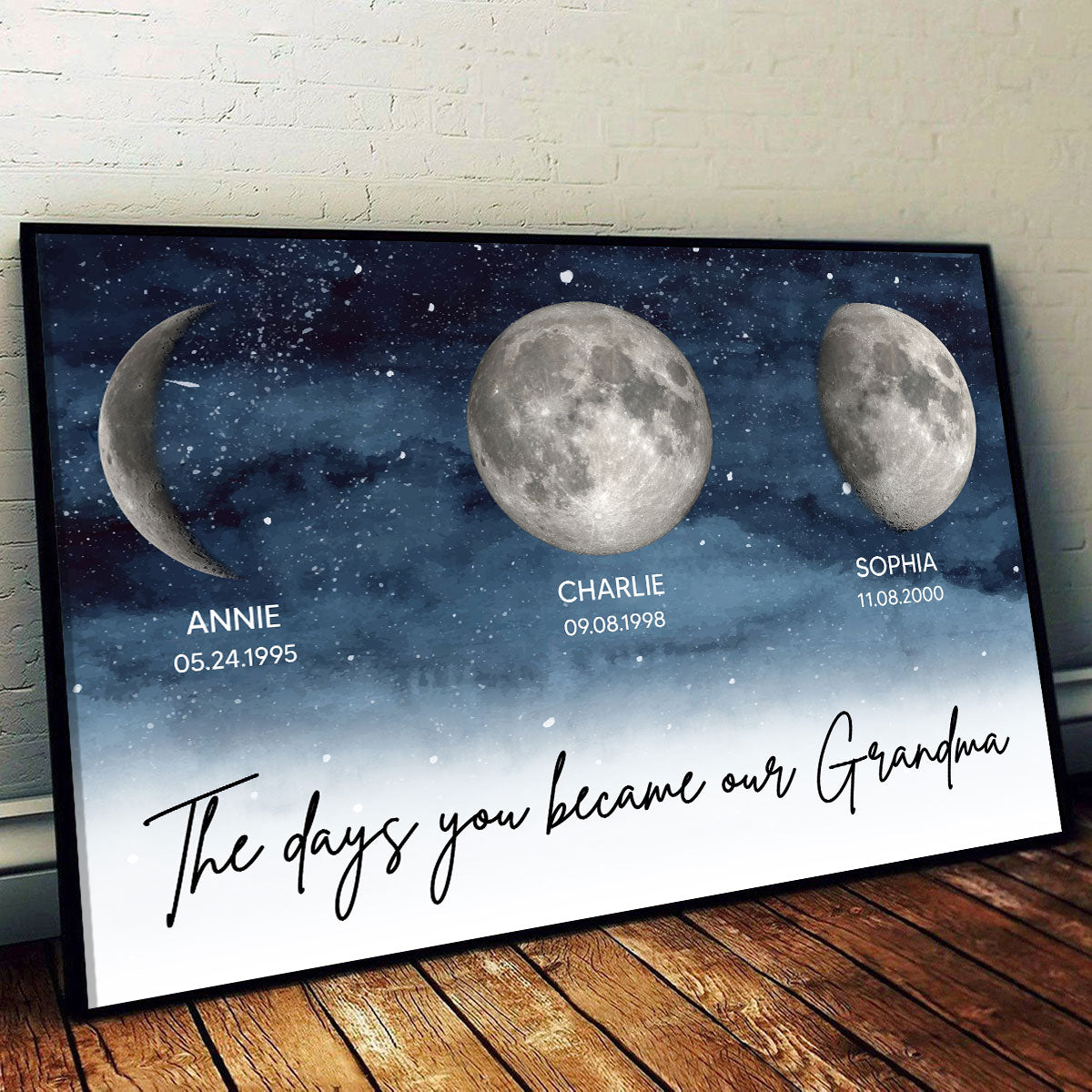 Starry Night Custom Birth Moon Phase The Days You Became Our Grandma Personalized Poster, Gift