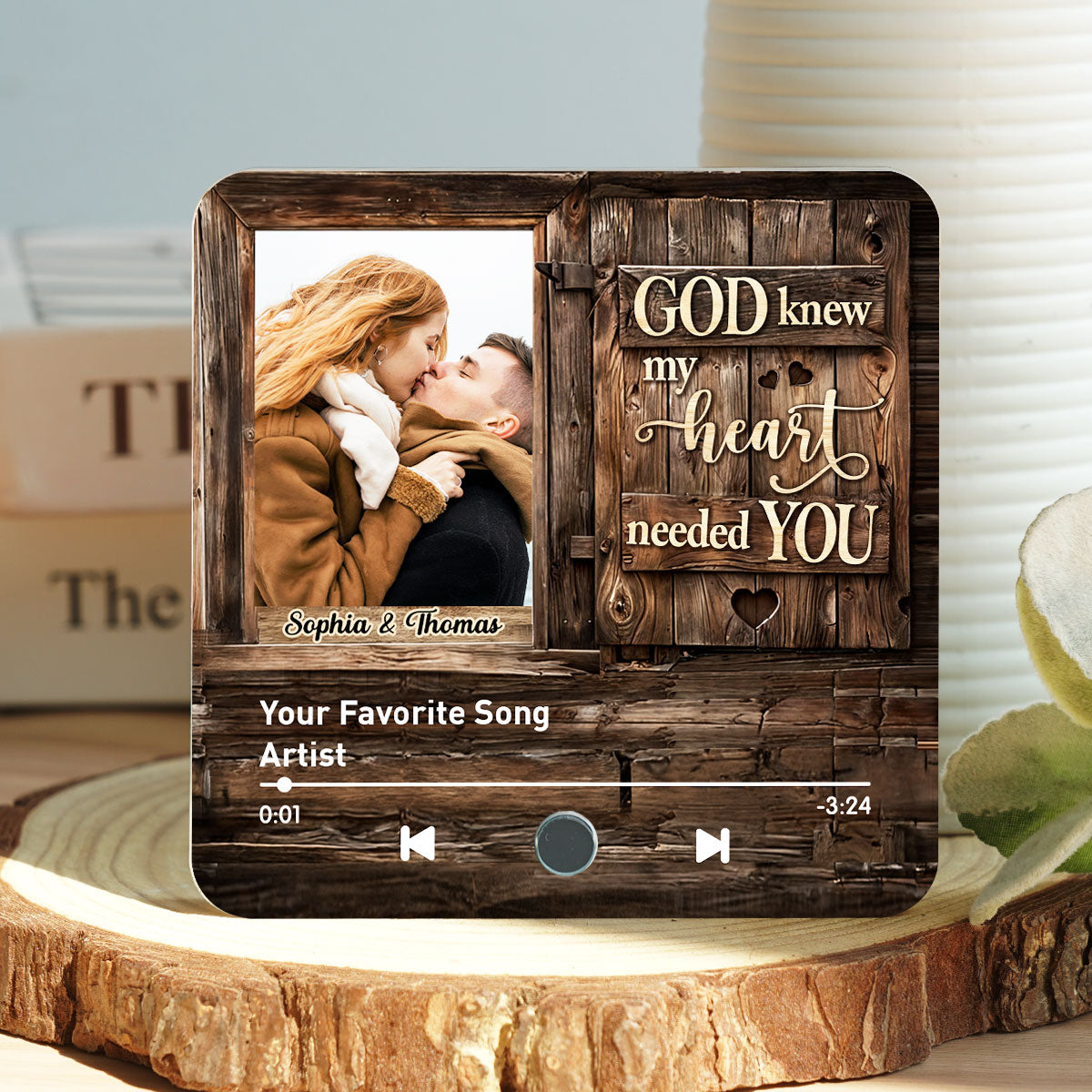 God Knew My Heart Needed You Couple Upload Photo Personalized Music Fridge Magnet, Heartfelt Gift For Couple, For Him, For Her, Boyfriend, Girlfriend, Husband, Wife