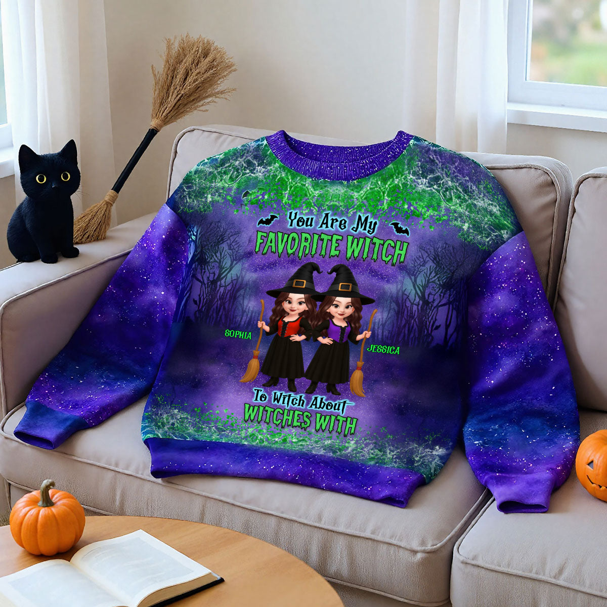 Halloween Witch Besties Matching Personalized 3D Sweatshirt