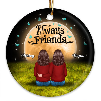 Always Sisters Best Friends Besties Siblings Personalized Circle Ornament