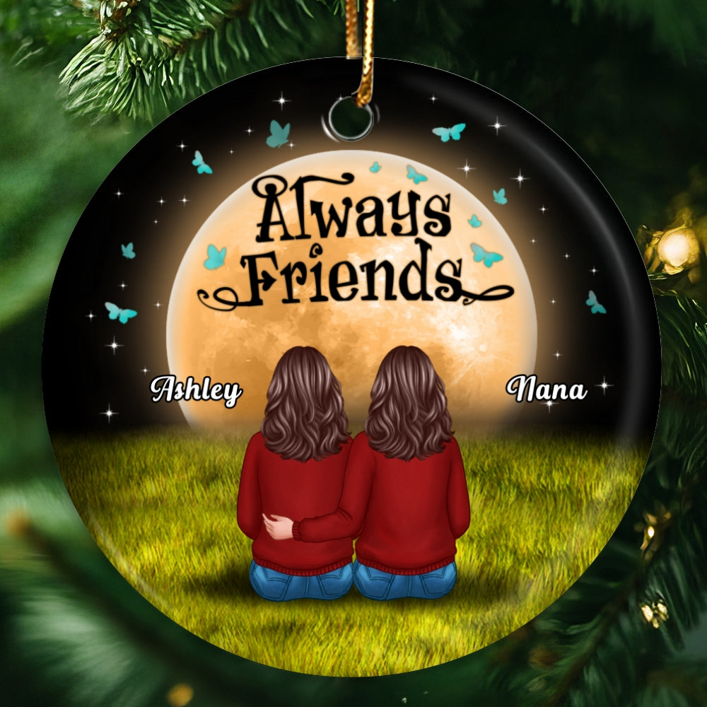 Always Sisters Best Friends Besties Siblings Personalized Circle Ornament