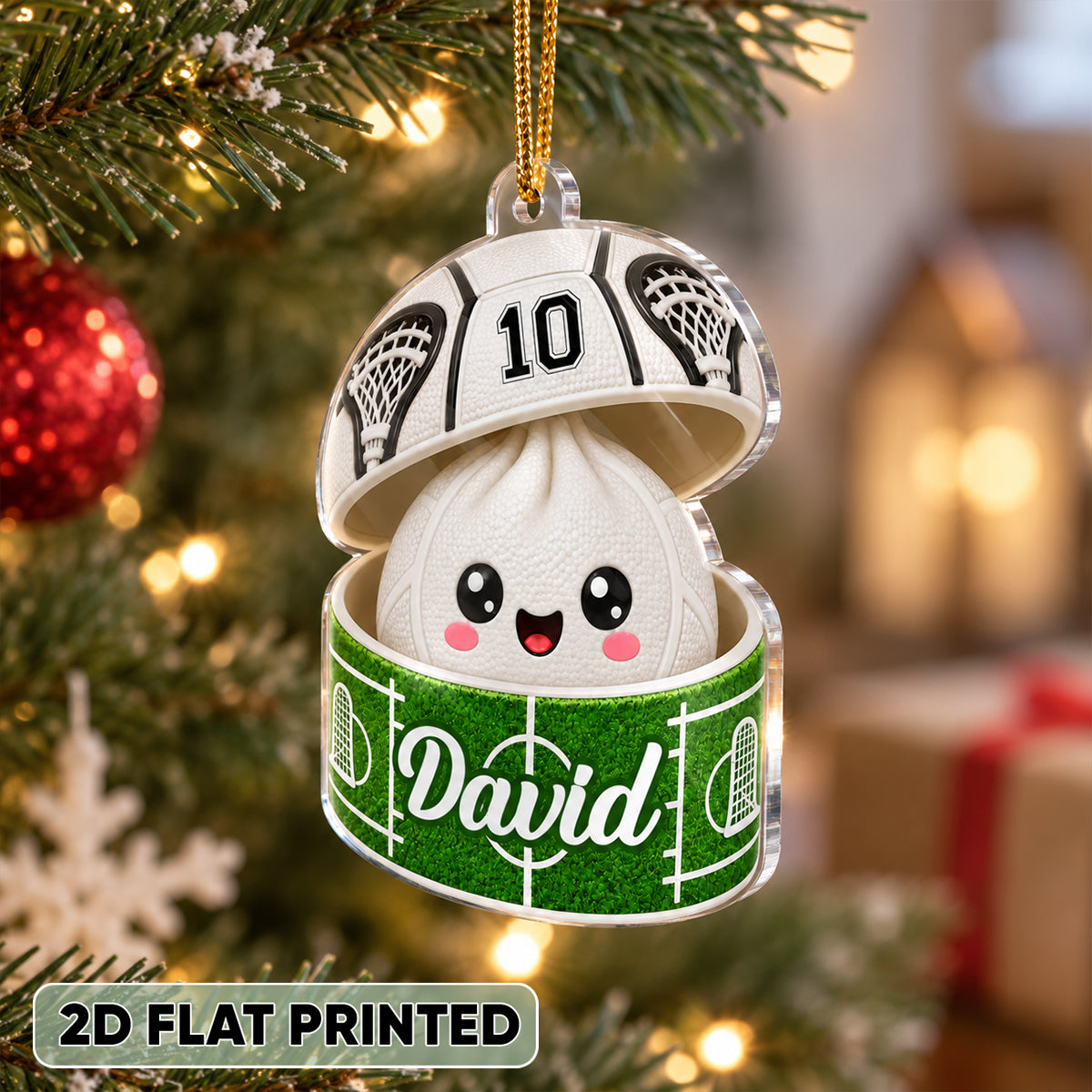 Custom Lacrosse Dumpling Squishy Style - Personalized Acrylic Ornament - Christmas Gift for Son, Daughter, Grandkids