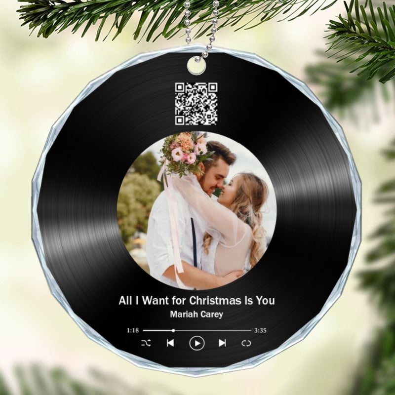 Custom Song Photo Scannable QR Code Couple Personalized Acrylic Ornament