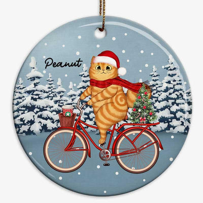Cats Christmas Bicycle Personalized Circle Ornament