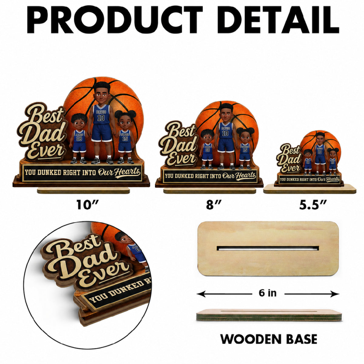 You Dunked Right Into Our Heart - Personalized 2-Layered Wooden Plaque - Father's Day Gift For Basketball Dad