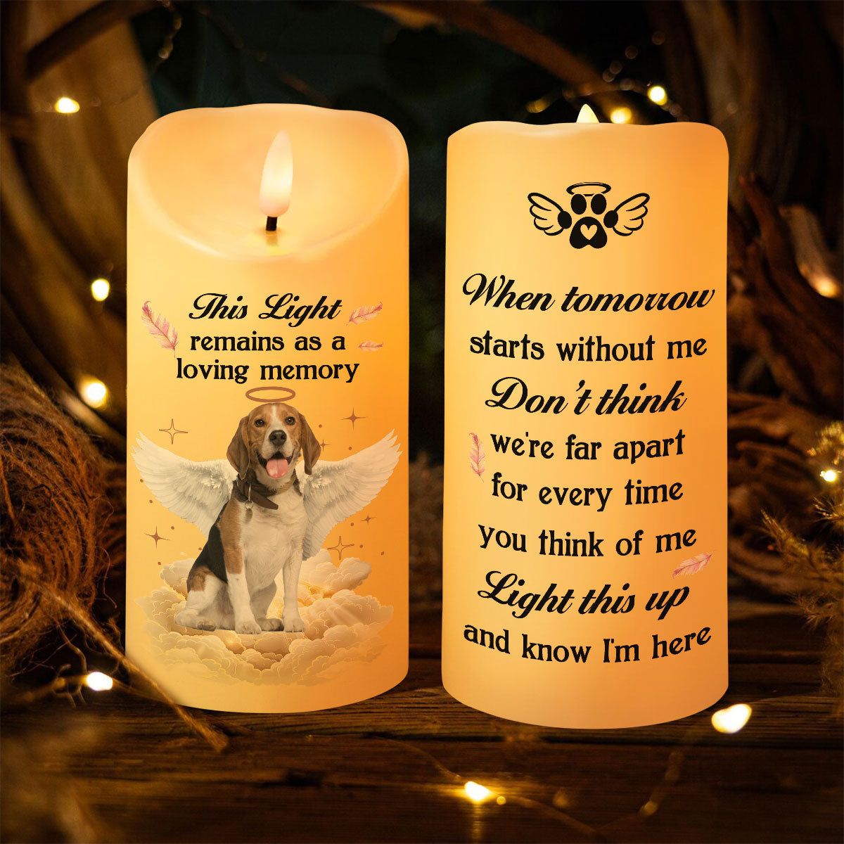 When Tomorrow Starts Without Me Pet Loss Memorial Personalized LED Candle, Custom Photo Sympathy Gift