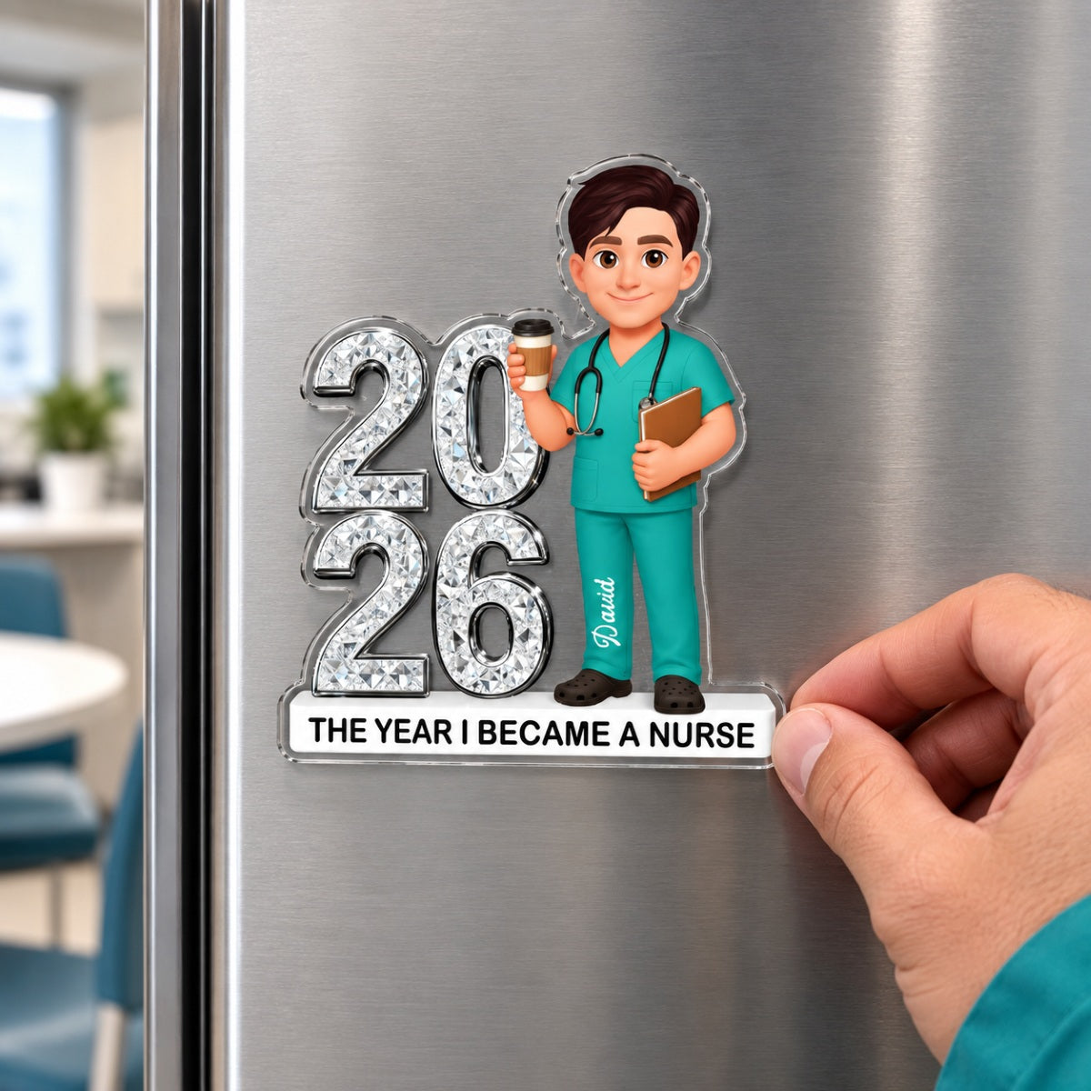 The Year I Became A Nurse - Personalized Acrylic Fridge Magnet - Christmas Gift, Graduation Gift For Nurse, Milestone Keepsake For Healthcare Workers