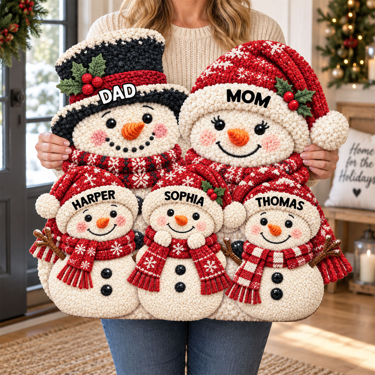 Christmas Cute Snowman 2D Flat Printed - Personalized Doormat - Christmas Decor For Family, Grandparents