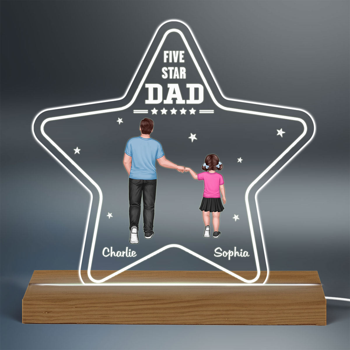 Five - Star Dad And Kids Punch Hands Personalized Warm Custom Shape LED Night Light