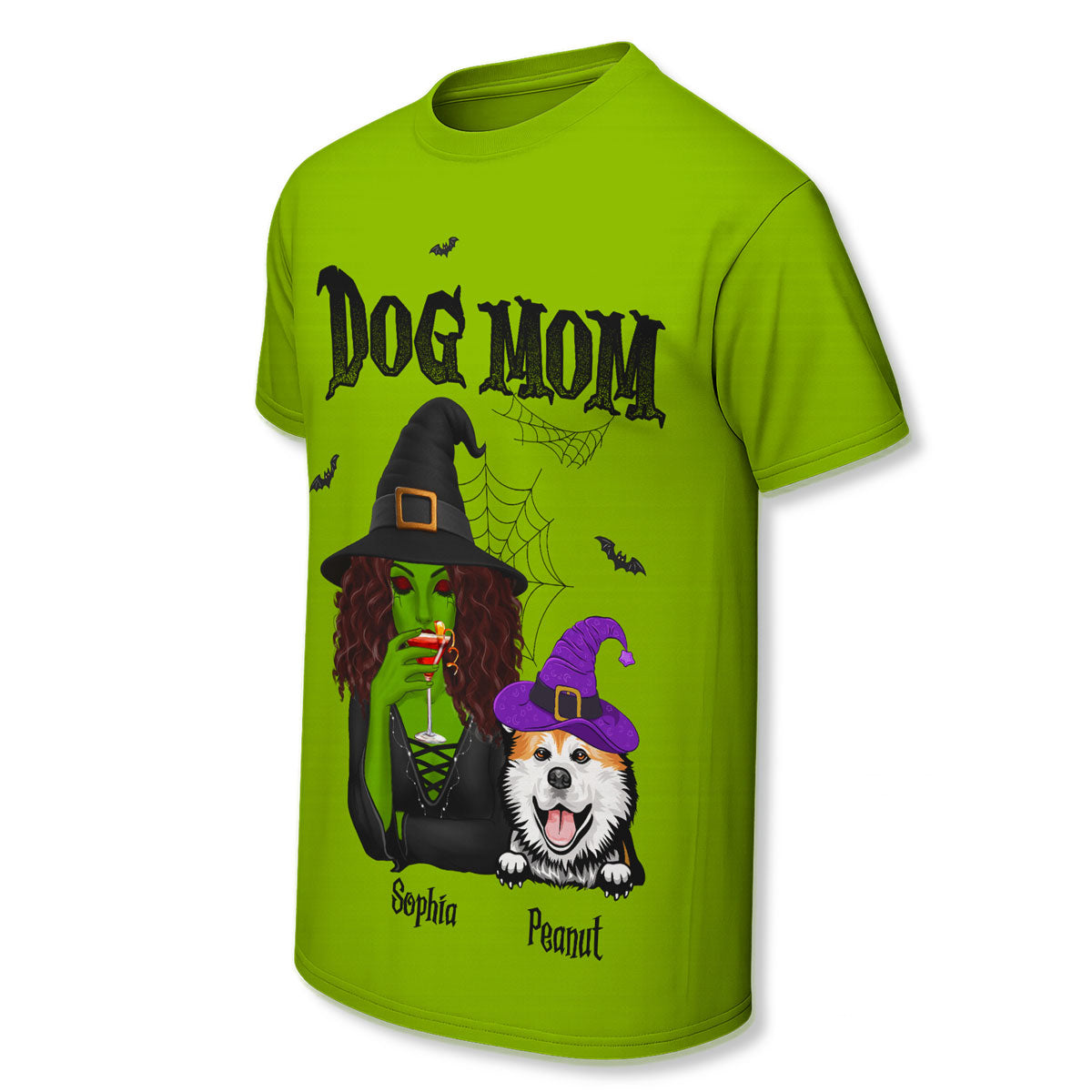 Halloween Green Witch Dog Mom Personalized 3D Shirt