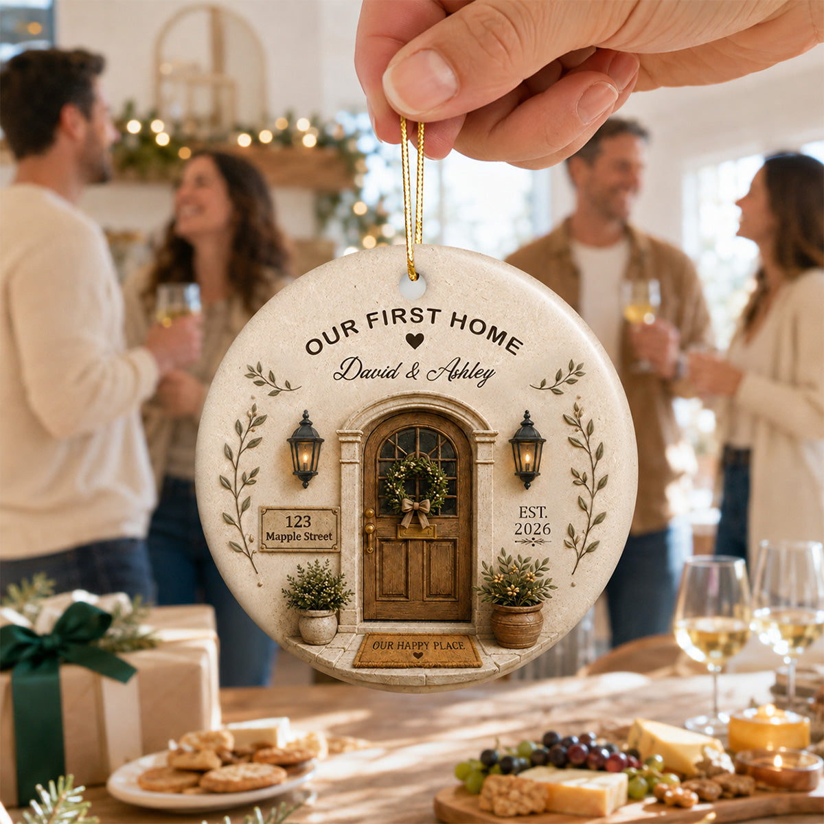 Our First Home 2D Flat - Personalized Ceramic Ornament - Christmas Gift, New Home Ornament