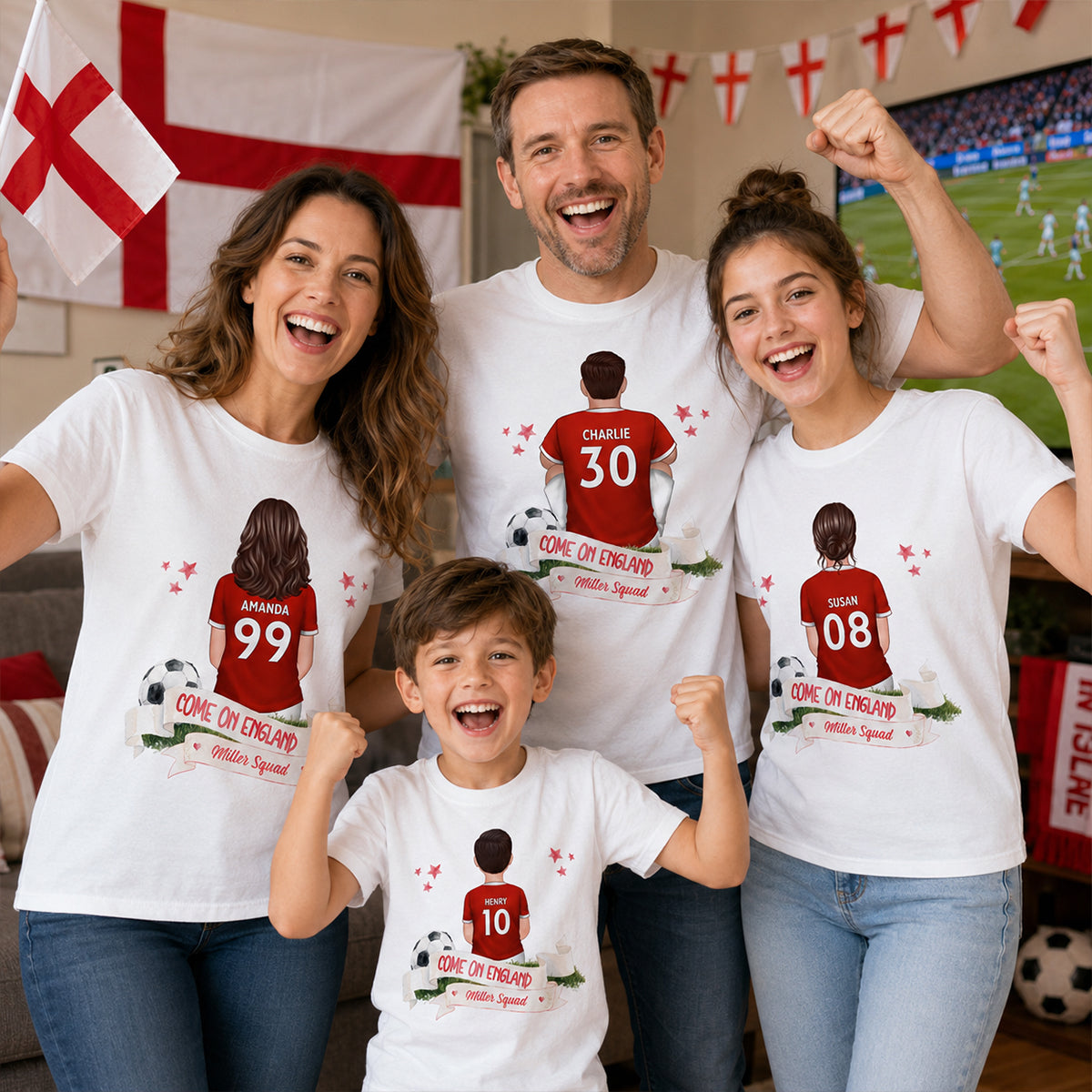 Come On England World Cup T-Shirt - Personalized Family Matching Shirt - Football Fan Tees