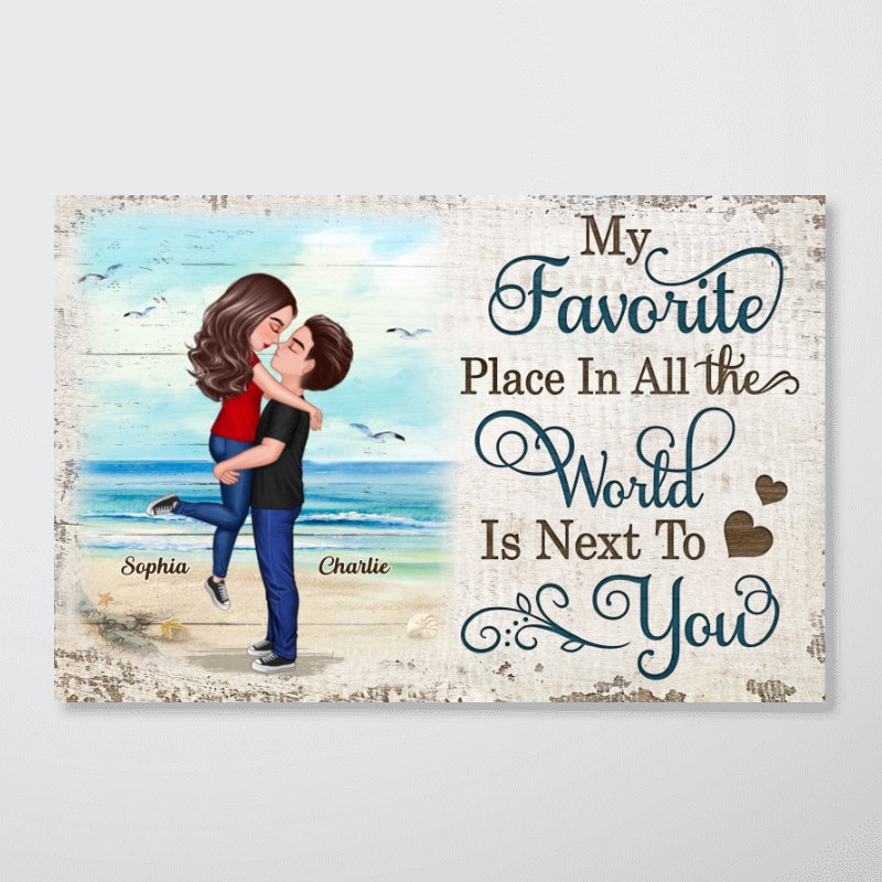 Favorite Place In All The World Couple Hugging On Beach Personalized Poster