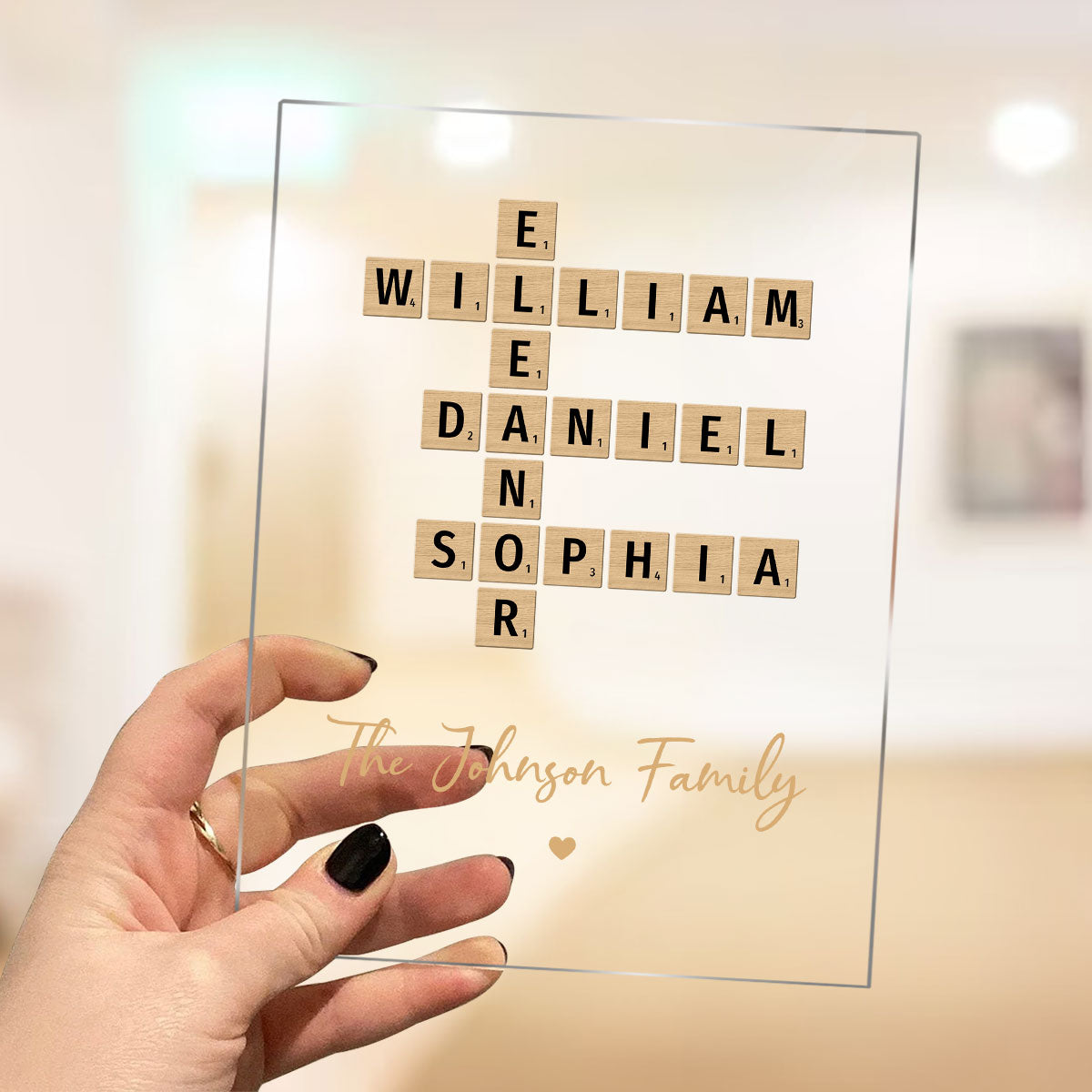 Family Crossword Art Created In A Moment, Treasured Forever Personalized Rectangle Acrylic Plaque