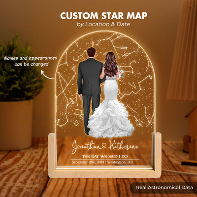 Custom Star Map by Date, Personalized Constellation Map, Star Map Night Light, Gifts for Couples, Wedding Gifts, Engagement Gifts, Anniversary Gift for Her