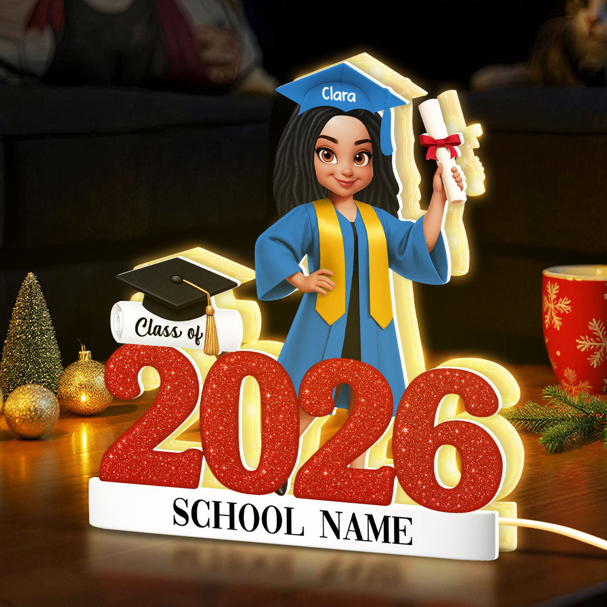 Class Of 2025 2026 3D Effect Senior - Personalized Light Box - Christmas Gift For Senior
