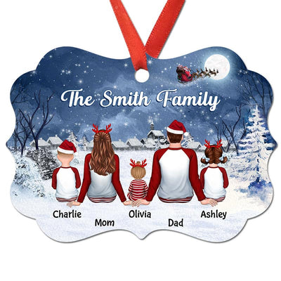 Family Pajamas In Snow Santa Sleigh Personalized Christmas Ornament