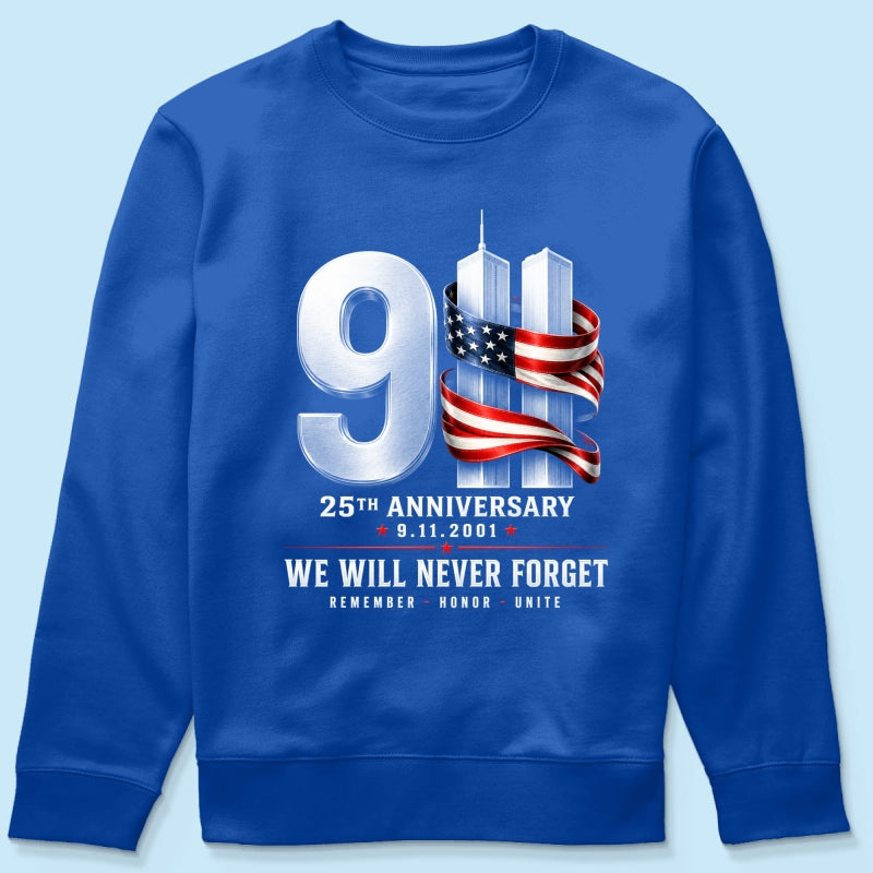 9/11 25th Anniversary Memorial T-Shirt, Patriotic American Flag Tribute